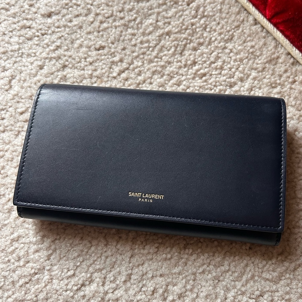 Authentic Saint Laurent navy wallet